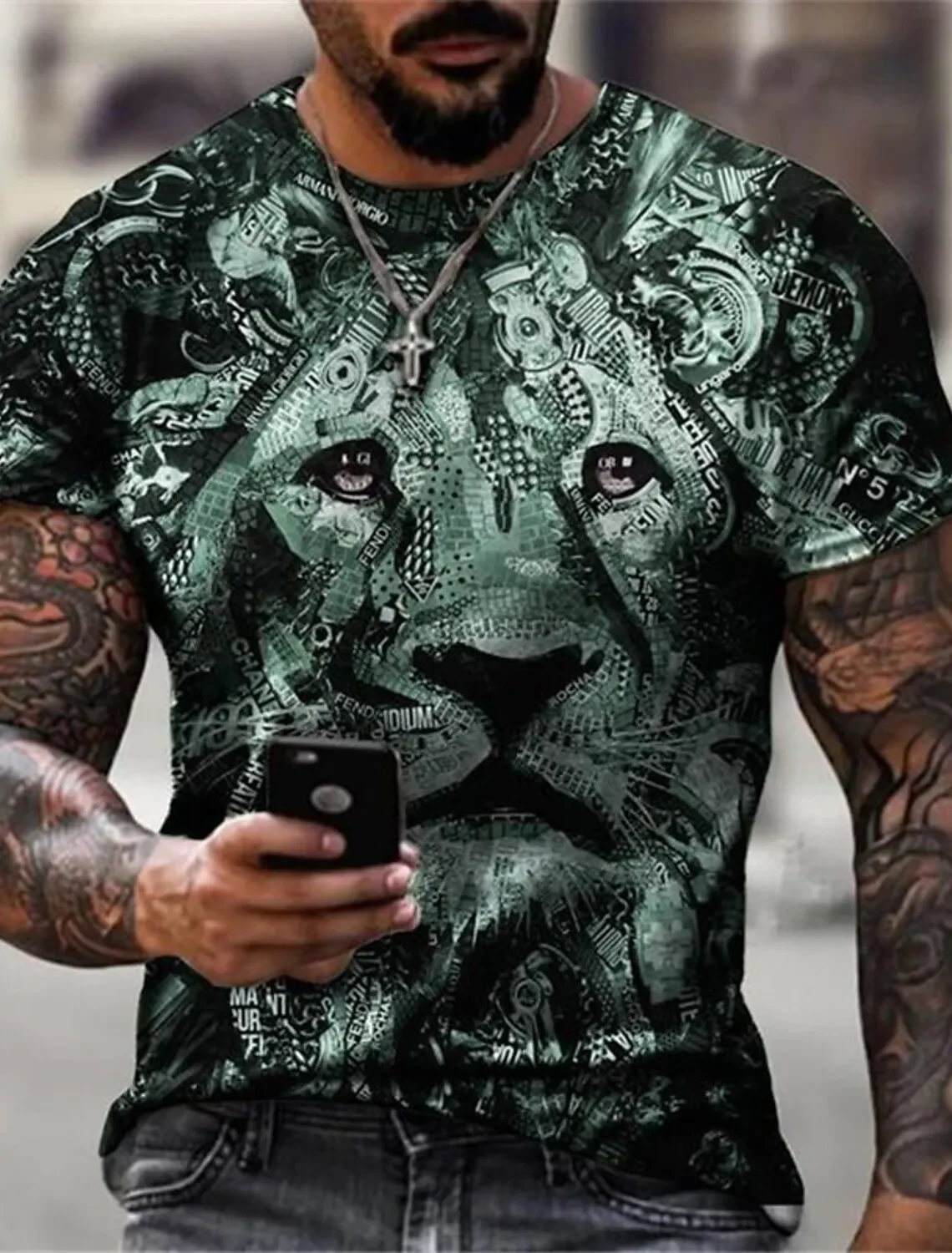 

Men's T shirt Graphic Tee Animal Lion 3D Print Plus Size Casual Daily Short Sleeve Clothing Apparel Basic Designer Slim Fit