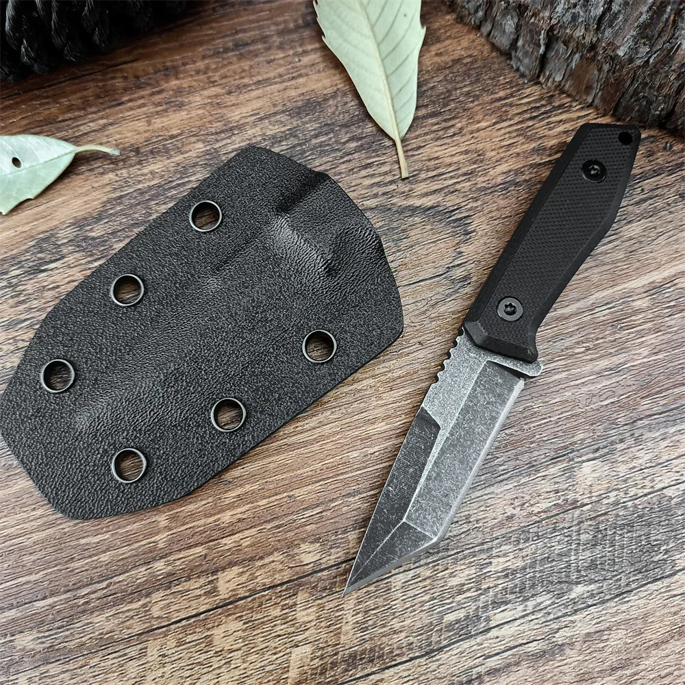 Тактический нож с фиксированным лезвием Stonewash 8Cr13mov рукоятка G10 Kydex карманный для