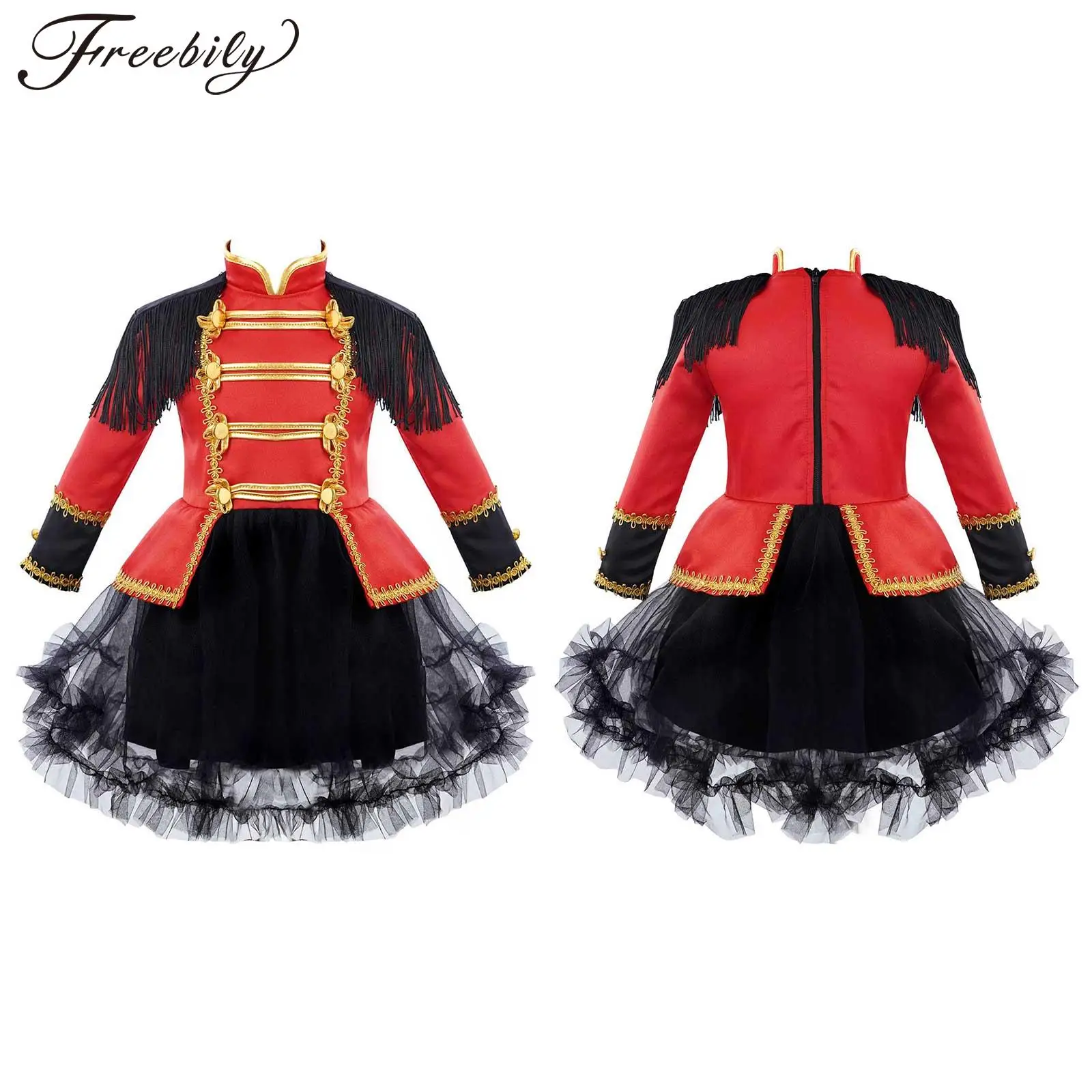 

Детское платье-пачка с длинными рукавами и кисточками