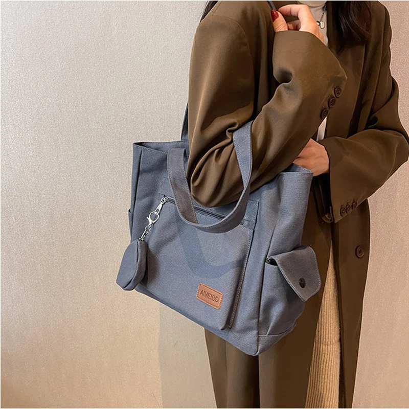 

Тканевая сумка для шоппинга для женщин, мягкие вместительные Модные женские тканевые тоуты, простые однотонные сумочки