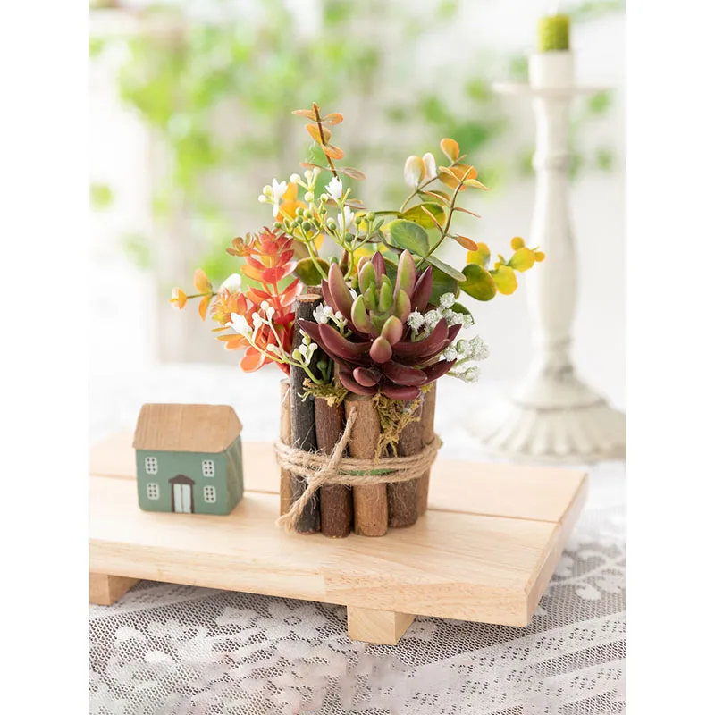 TingKe-японский искусственный цветок ручной работы зеленое растение украшение в