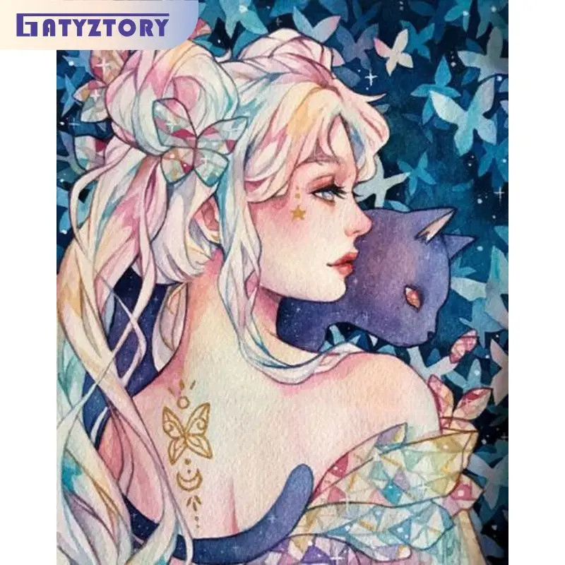 

GATYZTORY Anime Painting By Numbers Frame Handmade Picture Drawing Girls Diy Crafts Home Decor Gift Coloring On Number