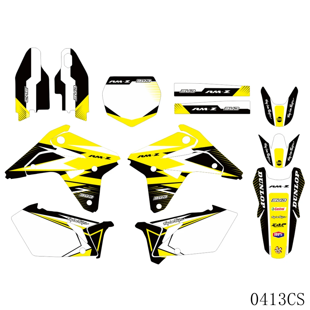 

Full Graphics Decals Stickers Motorcycle Background Custom Number Name For SUZUKI RMZ450 RMZ 450 RM 450Z 2007