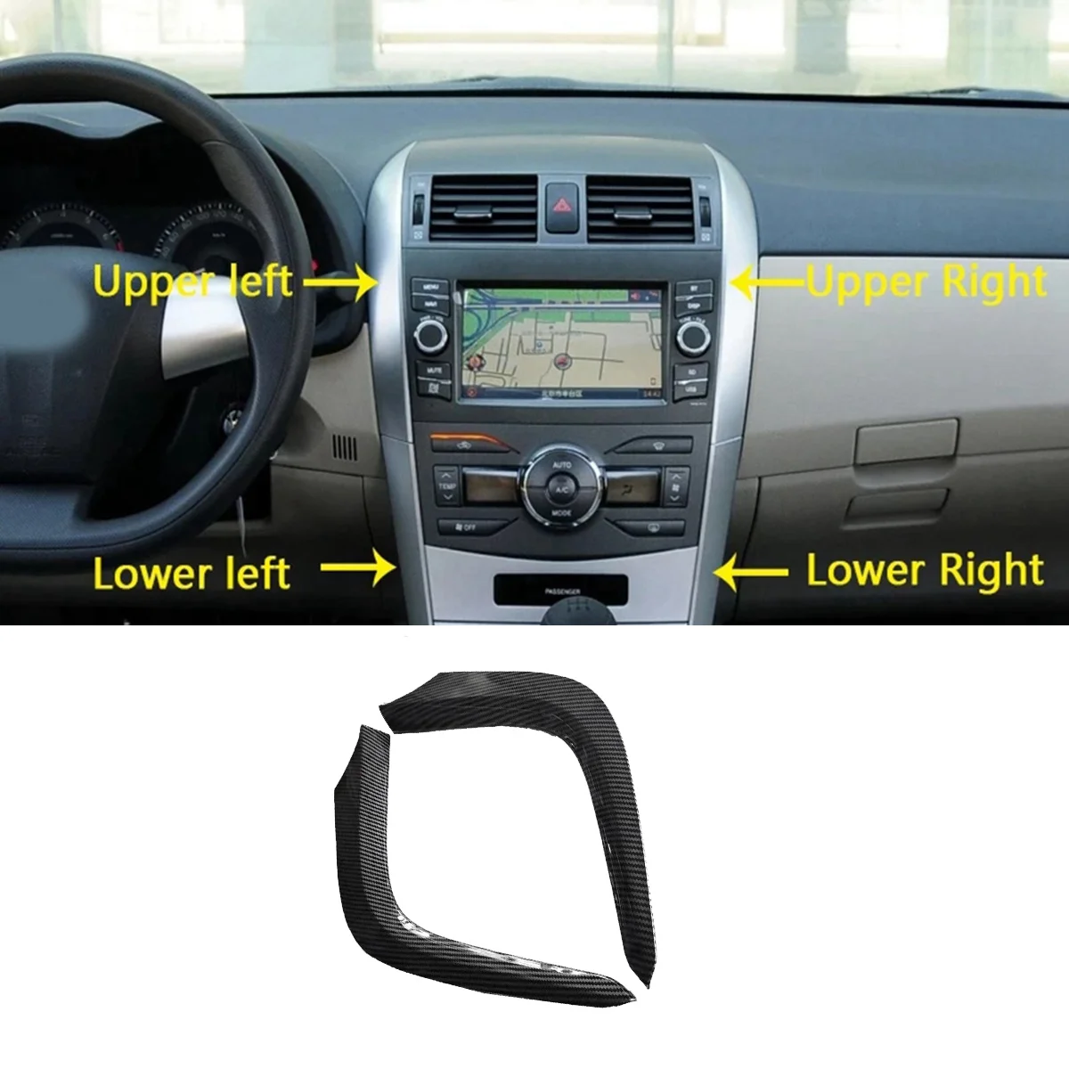 

1Set Car Dashboard Air Vents Trim Strip for Toyota Corolla Altis 2007-2013 Air A/C Outlets ABS Carbon Fibre Trim Cover