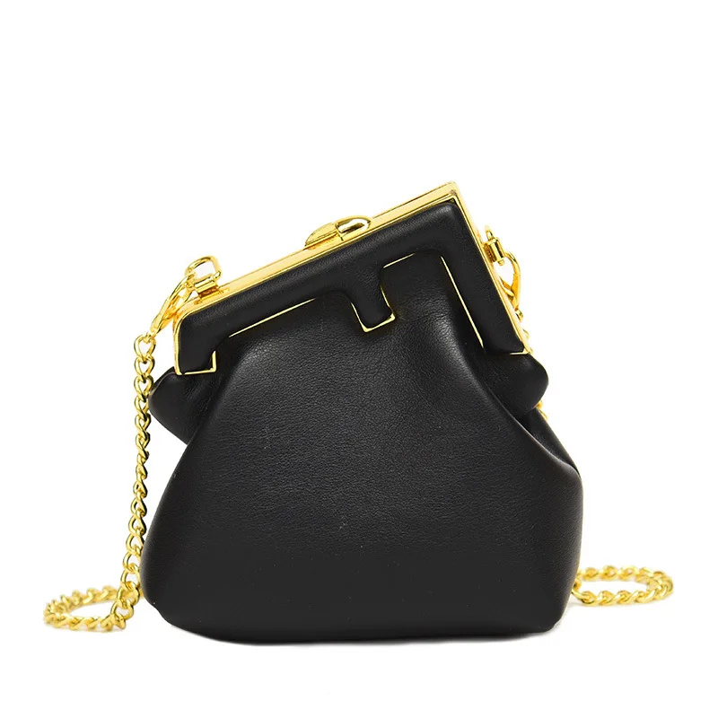 New Ins Women's Mini Metal clip Bag Niche Personality Design Portable Handbag High Quality Lipstick Messenger Bag Shoulder Bag