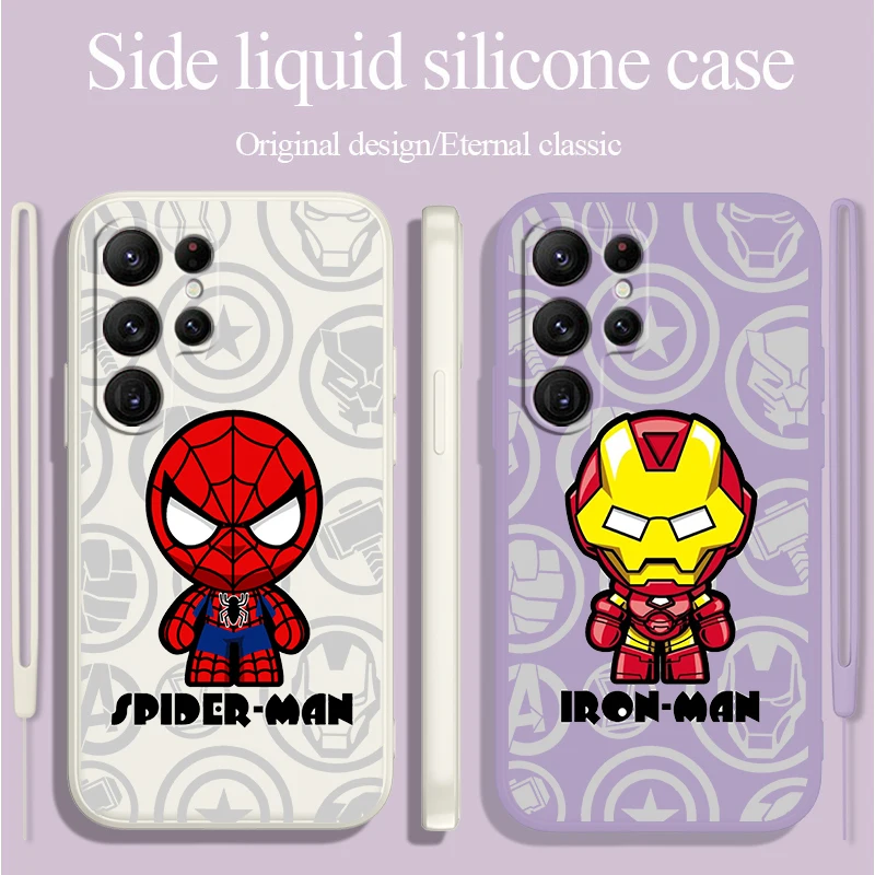 

Marvel Spider Superhero Soft Case For Samsung S23 S22 S21 S20 FE S10 Plus Lite Ultra 5G Liquid Rope Phone Cover