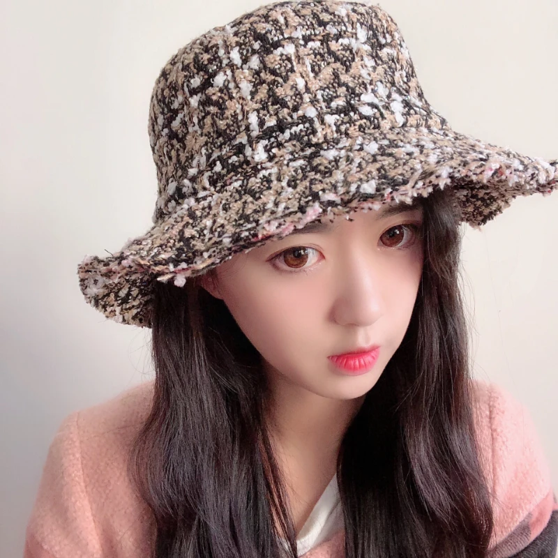 Осенняя Женская клетчатая Панама Боб уличная мини Солнцезащитная шляпа с