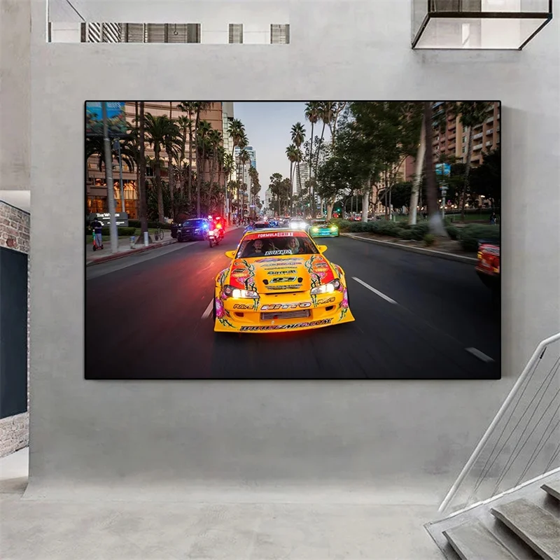 Drift Racing граффити художественный плакат и печать роскошный суперкар искусство