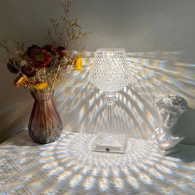 Романтический светодиодный светильник с алмазным кристаллом и тенью сенсорное