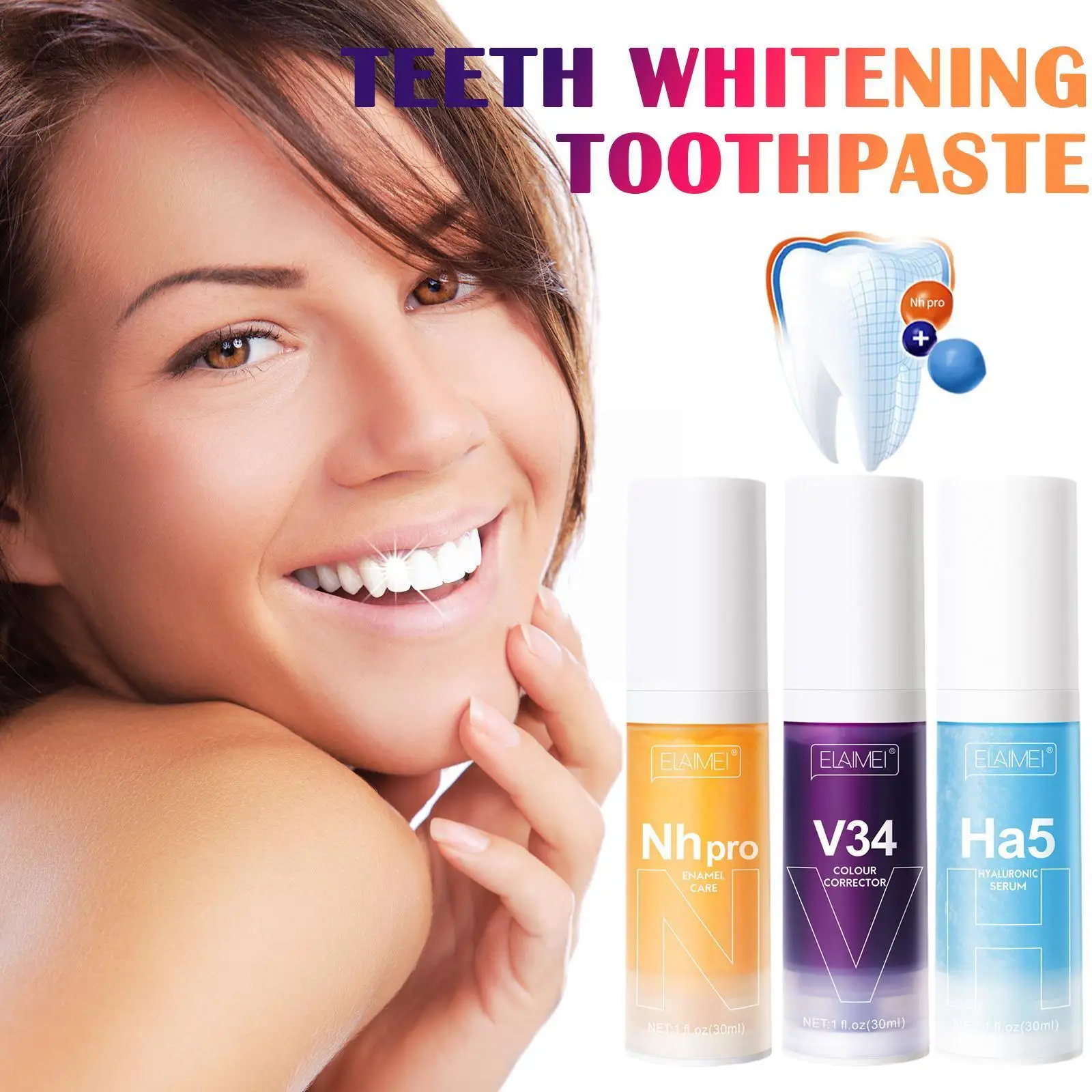 

V34 Colour Corrector Teeth Whitening Sensitive Teeth Fresh Remove Tooth Stains Gel Toothpaste Hygiene Breath Toothpast N2F7