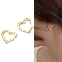 minimalist heart hoop circle earring woman 2022 new vintage gold color korean fashion statement big earrings pendientes brincos