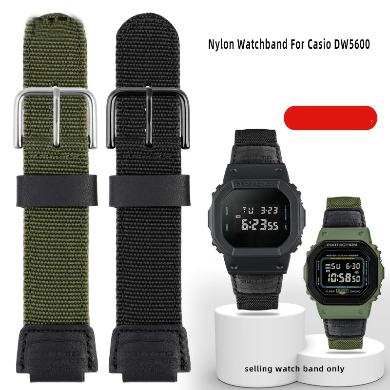 Nylon Watch Strap for Casio AE1200/1300 DW5600 GW-5000 5035 GW-M5610 Small Modified Canva Watch Bracelet Strap 16 18MM Men Women
