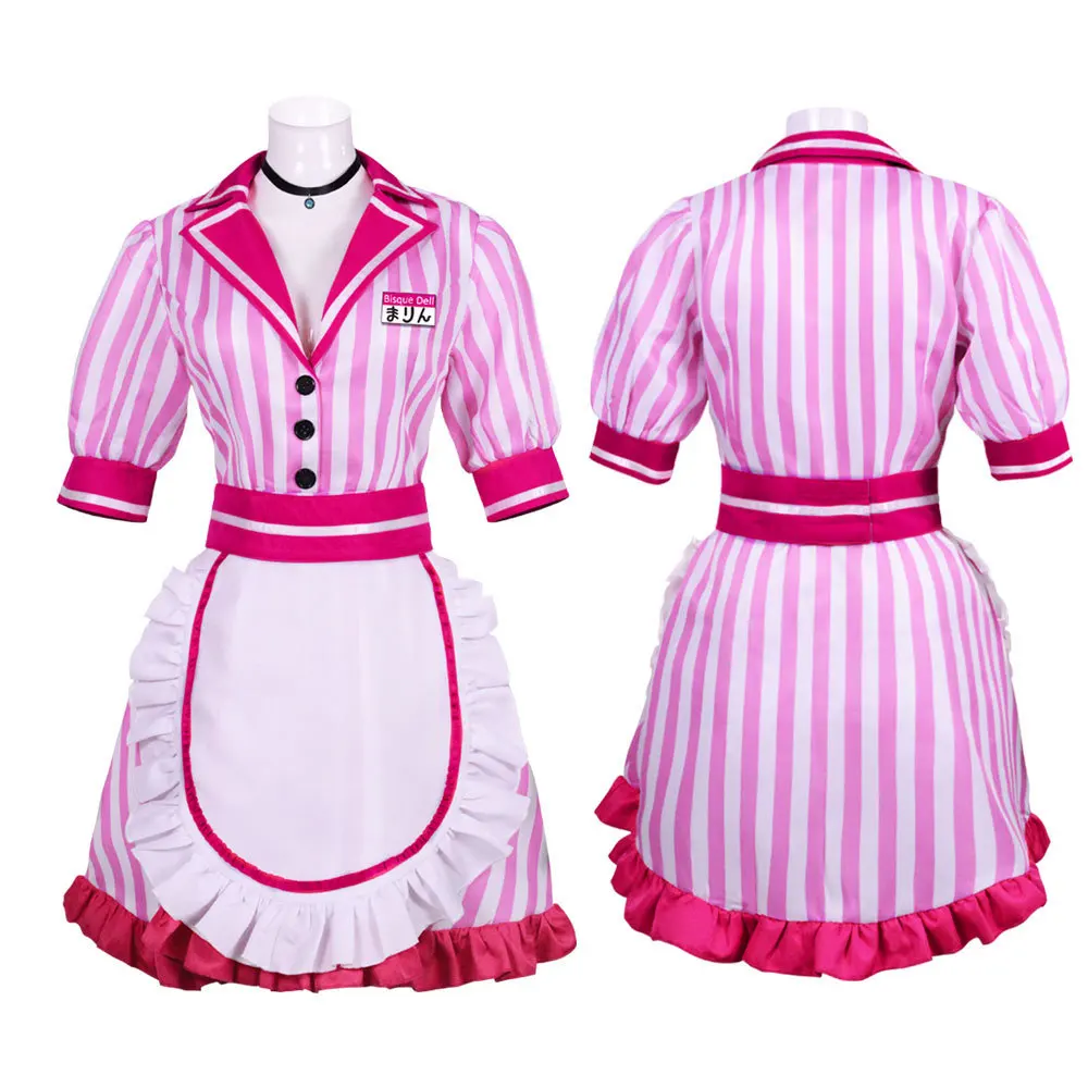 Фото Костюм для косплея Марин Китагава из My Dress-Up Darling, полный комплект, наряд горничной-официантки, аниме-костюм для Хэллоуина и карнавальных вечеринок №2