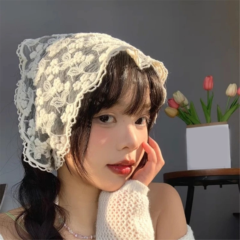 Привлекательная повязка для волос шарф банданы кружевная на голову современные