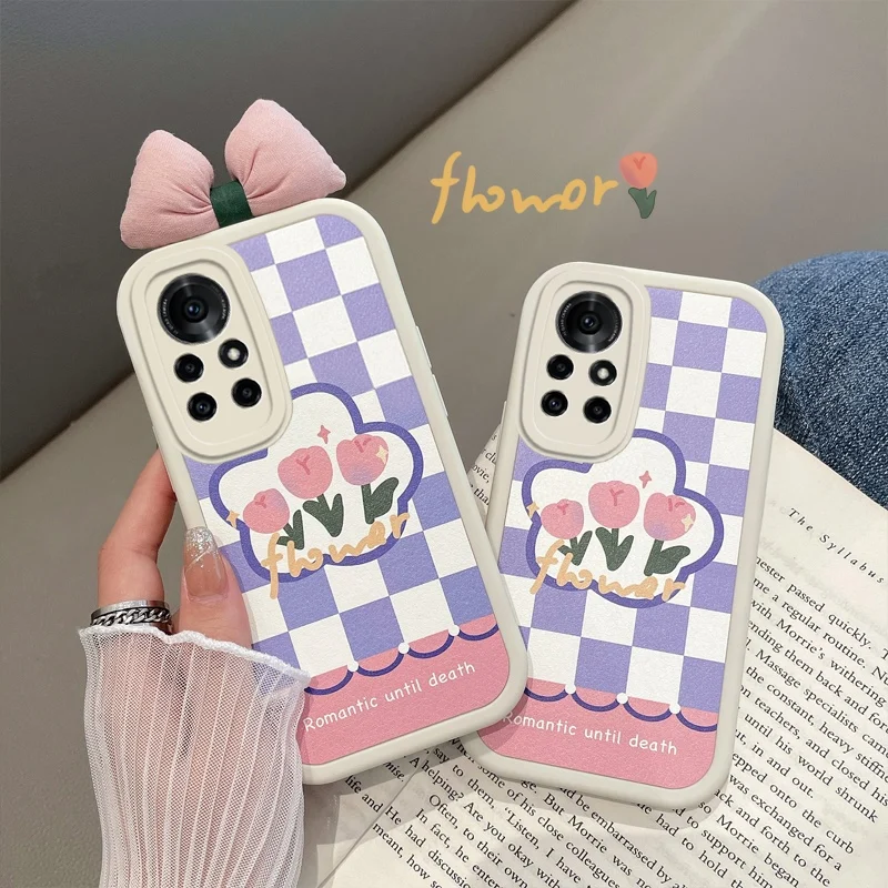 Милый 3D-чехол с бантом в виде розы для телефона Huawei Nova 9 8 7 Pro 6 SE Honor 60 50 Защитный
