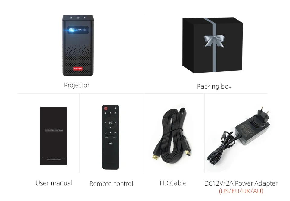 Самый популярный портативный проектор P20 4K DLP Mini Pico умный Android Wi-Fi аккумулятор с