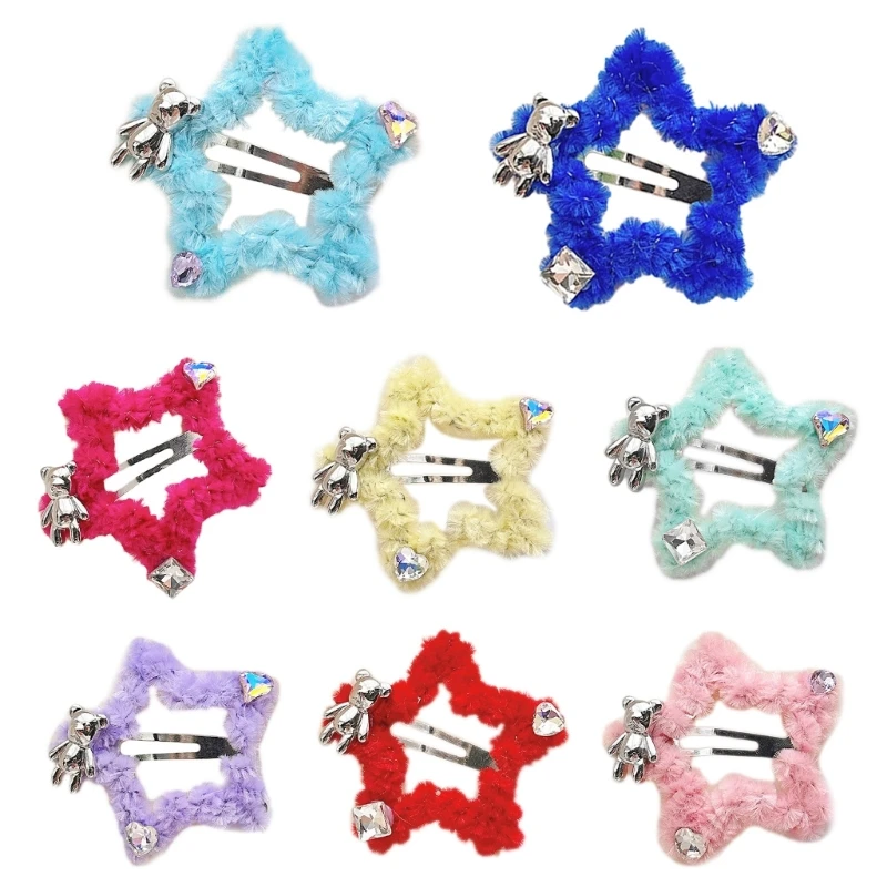 

MXMB Plush Hollowed Star Hair Clips Sweet Snap Star Hair Barrettes Hair Pins Headpiece Accessories for Women Girls