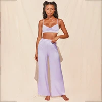 indie sexy v neck satin ruched sling vest bras and elastic waist pants 2pcs women suit solid y2k femme casual sleepwear clothes
