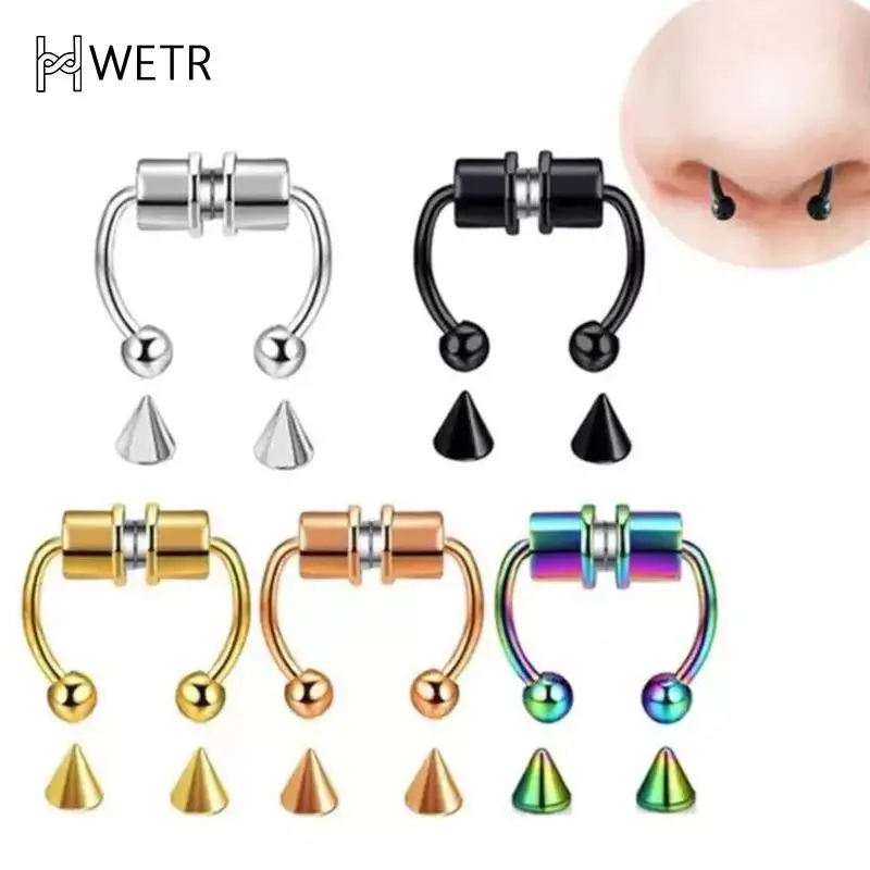

5 Colors Fake Nose Ring Hoop Septum Rings Goth Magnet Nose Punk Body Jewelry