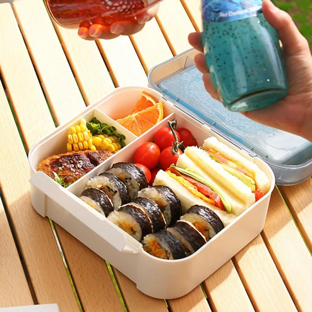 

Excellent Lunch Box Large Capacity Food Grade Plastic Outdoor Camping Bento Box Tableware with Fork Food Container for School