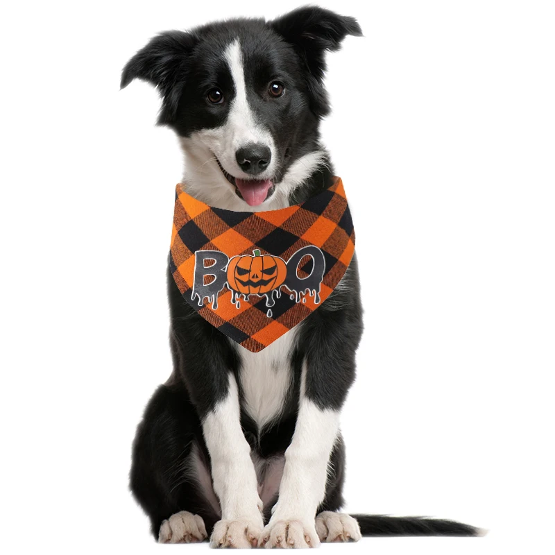 

Товары для домашних животных на Хэллоуин, праздничный шарф для собак, клетчатый треугольный шарф для домашних животных на Хэллоуин, семейны...