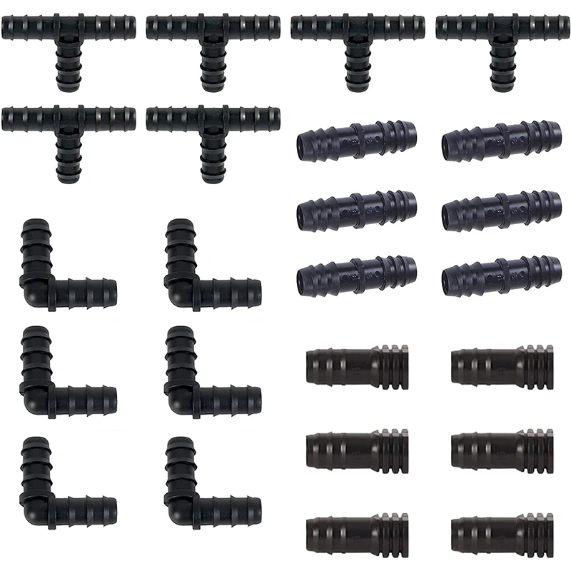 

HOT-Irrigation Fittings Kit For Drip Tubing -6 Tees, 6 Couplings, 6 Ends, 6 Elbows - 16Mm Compatible Drip Sprinkler Systems