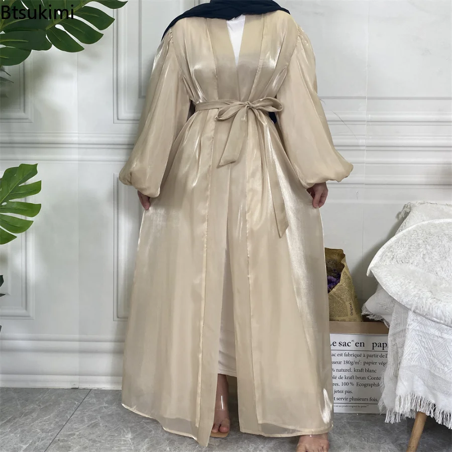 Islam Clothing Abayas for Women Dress Puff Sleeve Kaftan Open Abaya Long Robe Femme Musulmane Gowns Jilbab Khimar Ramadan Hijab