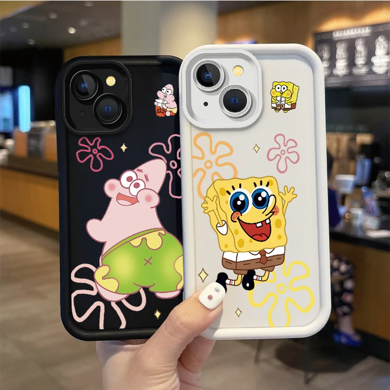 Пылезащитный чехол с мультяшным изображением Губки Боба для iPhone 15 14 13 12 11 Pro Max 8 7 6