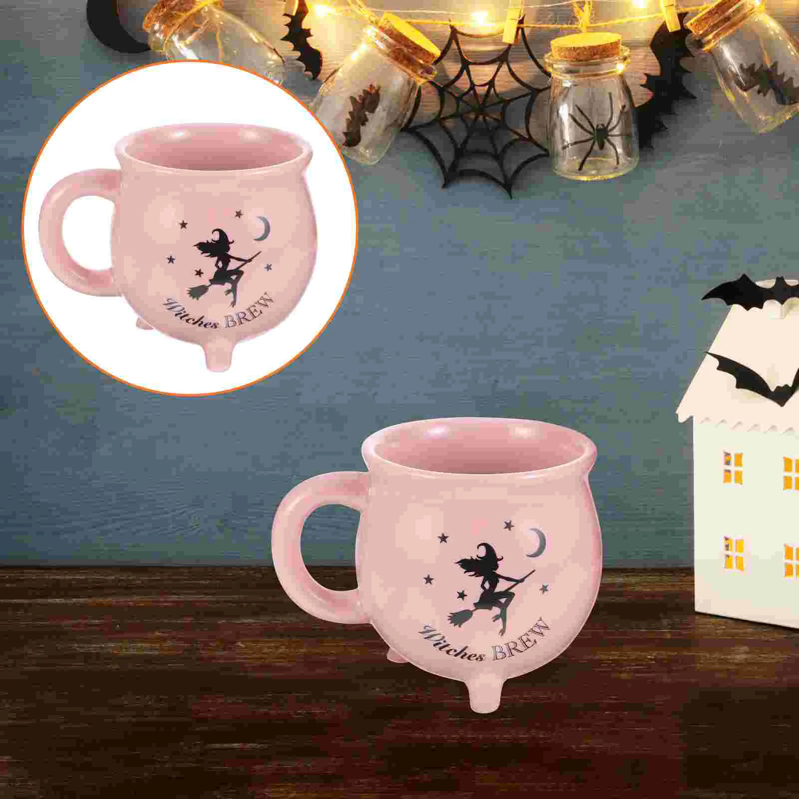 

Cauldron Shaped Coffee Mug Ceramic Drinking Mug Drinks Cup Halloween Tabletop Decoration(450ML)