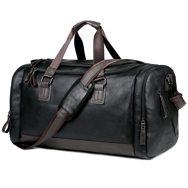 

Pu Leather Oversized Travel Bag Men's Business Trip Duffel Bag Travel Backpack Korean Version Of Hand B/L Shoulder Enlargement