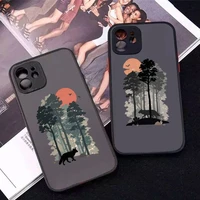 mountain tree sunset phone case for iphone x xr xs 7 8 plus 11 12 13 pro max 13mini translucent matte case