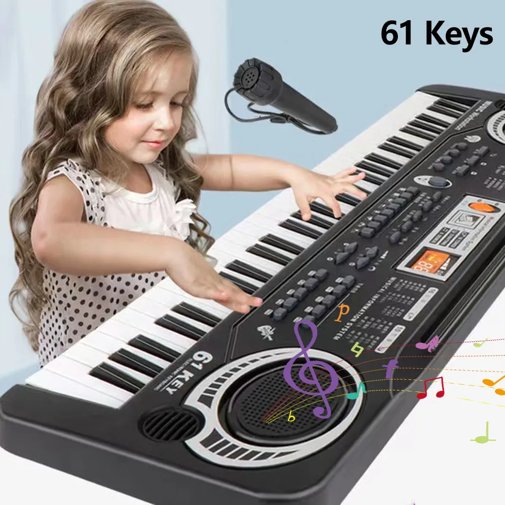

Kids Electronic Piano Keyboard Portable 61 Keys Organ with Microphone Education Toys Musical Instrument Gift for Beginner