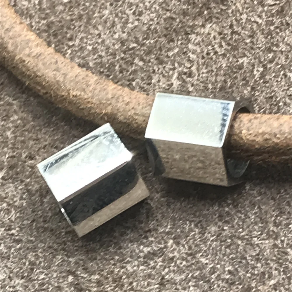 Бусины 6 мм из полированной нержавеющей стали с большим отверстием и