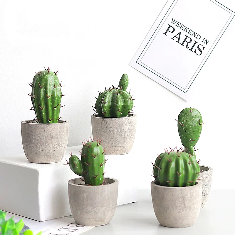 

1PC Creative Flower Pot Cactus Garden Home Artificial Simulation Office Decoration Plastic Plant Eco-friendly DIY High Quality
