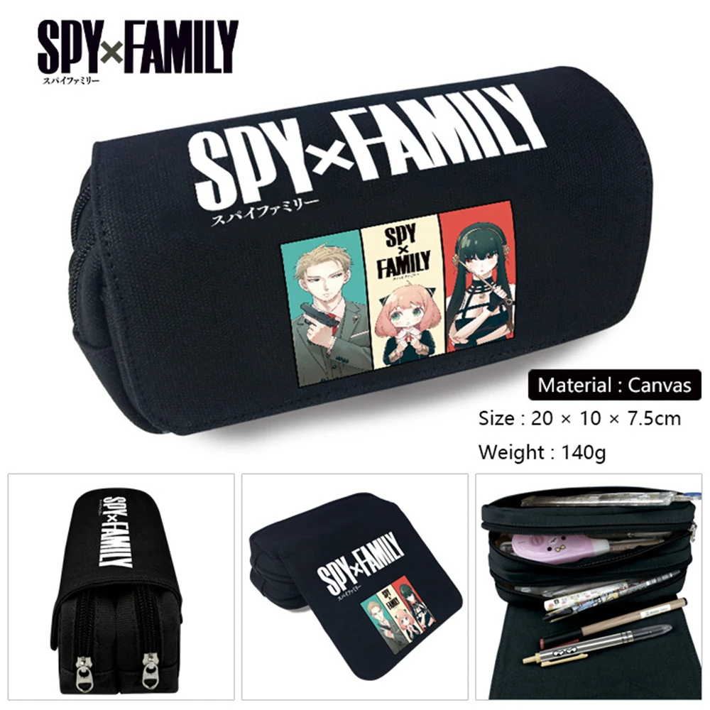 

Anime SPY×FAMILY Canvas Pencil Case Travel Cosmetic Bag Boys Girls Stationery Student Bilayer Zipper Penbag Cartoon Makeupbag