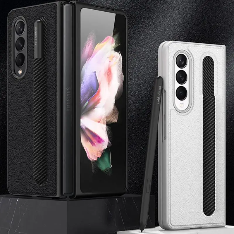 

For Samsung Galaxy Z Fold 3 5G Case With S Pen Slot Coque For Samsung Z Fold 3 Z Fold3 ZFold3 5G Cover Hard PC Business Style