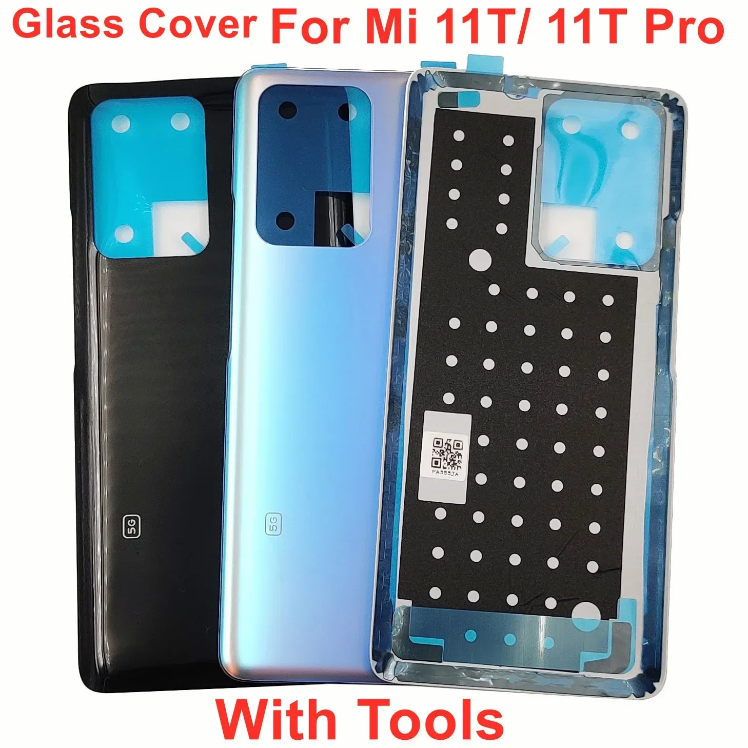 OEM A+ Стеклянная задняя крышка для Xiaomi Mi 11T Pro 5G Жесткая батарейного отсека Задняя