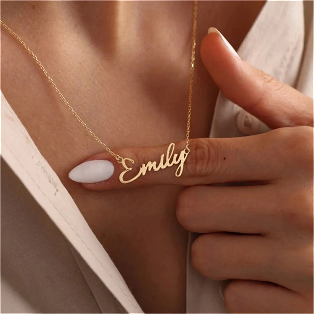 New Fashion Simple Custom Stainless Steel Name Necklace for Women New Personalized Letter Gold Chain Choker Jewelry Gift Collar