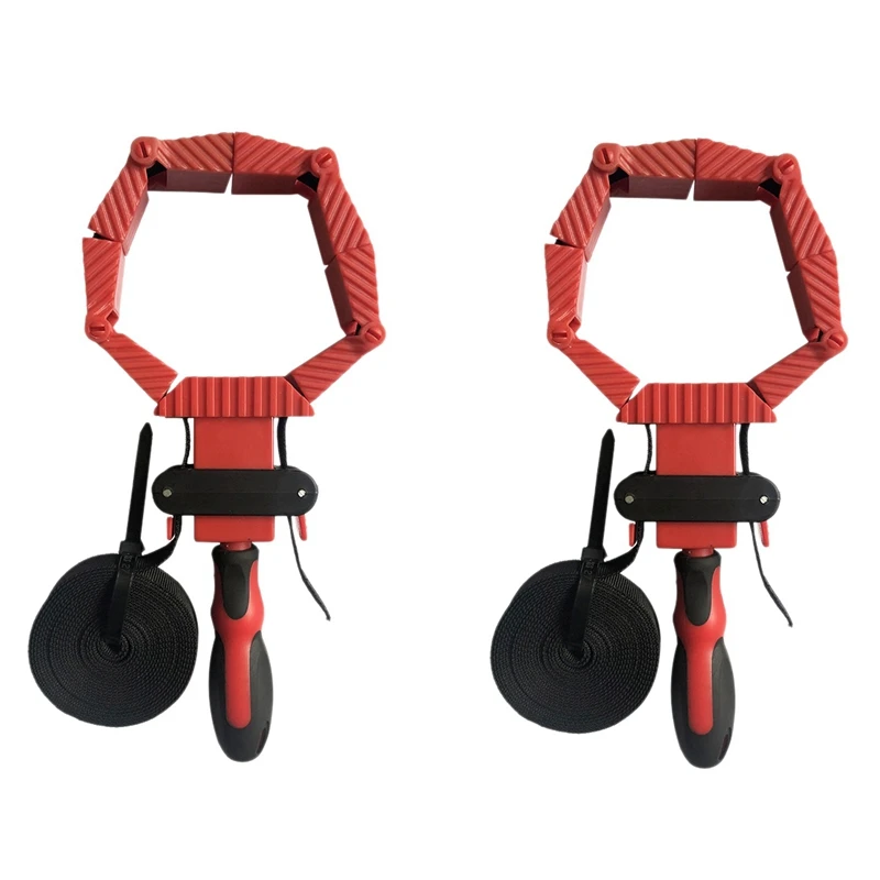 

2Pcs Frame Woodworking Multifunction Strap Clamp Polygons Angle Clip Belt Clamp Quick Adjustable Band Clamp Right Angle