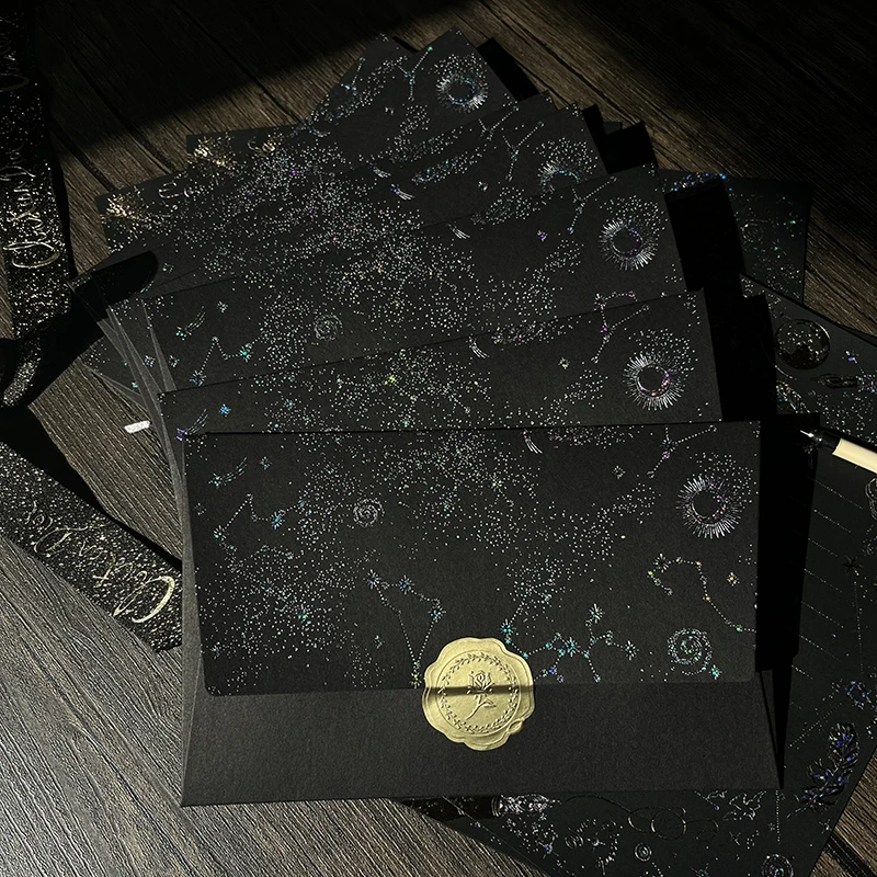 Kup 20 Sztuk/partia Starry Sky Koperta Europejskiej Przezroczyste Dla Biznesu Urodziny Wesele Zaproszenie Lakmusowe Karty Papieru Prezent Wiadomość