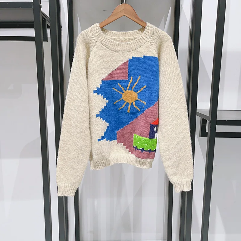 Осень/зима 2024 ретро забавный дом тканый стержень ручной работы игла грубая нить