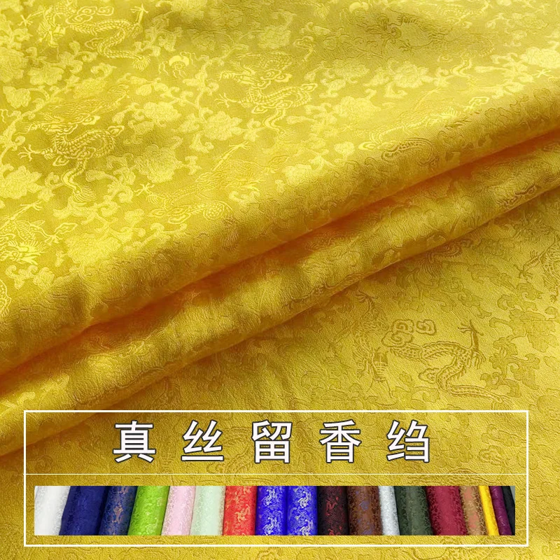 Фото Тяжелая жаккардовая шелковая ткань Liuxiang Crepe с узором дракона, традиционный китайский материал для пальто и курток №2