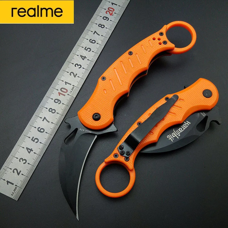 

Realme Tactical Knife CS Go Training Knife Karambits Survival Folding Blade Knife Self Defense Adult Practice Tool Man Gift
