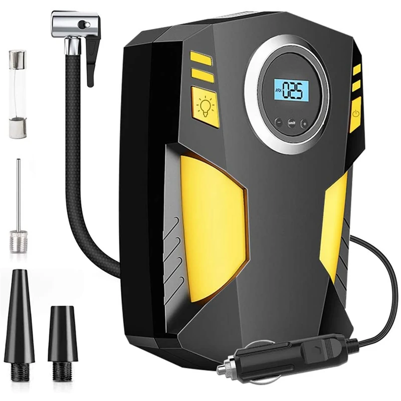 

Digital Tyre Inflator, Portable Air Compressor Tyre Pump DC 12V 150PSI With LED Light For Car/Bicycle/Motorcycle/Balls