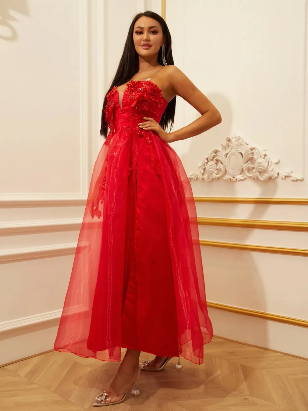 PLEINDI Luxurious Evening Dresses Sweetheart Spaghetti Strap A-LINE Ankle-Length Lace 2022 New of Embroidery Prom Women Dress