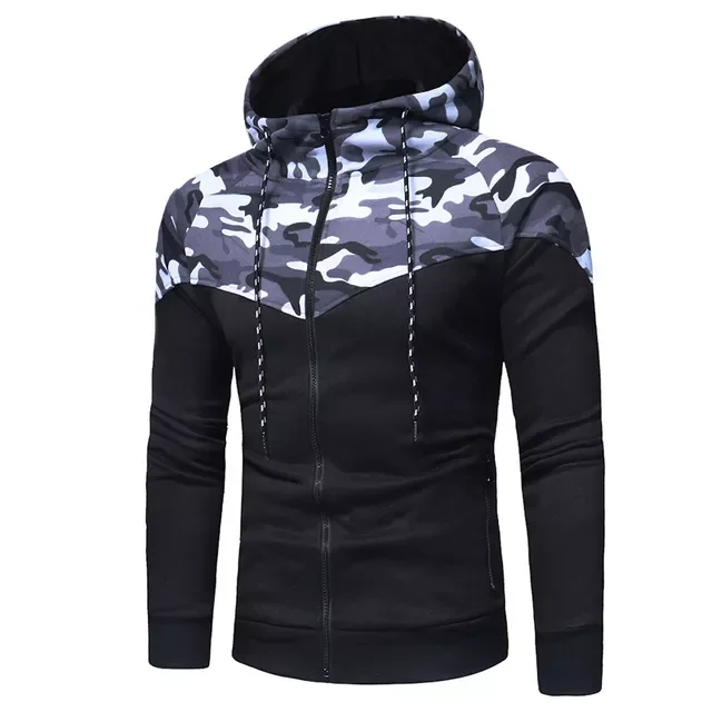 

2023New Spring Men's Hoodies Casual Zipper Sweatshirts Male Tracksuit Camouflage Hoodies Men Jacket Fashion Patchwork Outerw