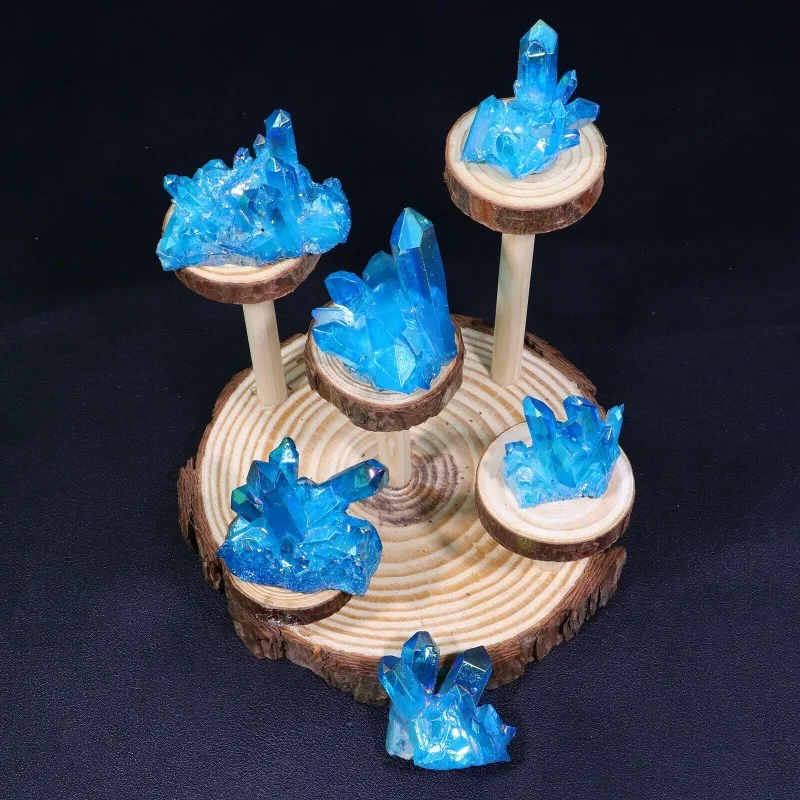 120 г AAA Натуральный Синий кластер кварца Aura VUG кристалл титана энергетический