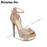 moraima snc cross band spike heel platform sandals women high heels shoes women stilettos heels new fashion open toe sandals