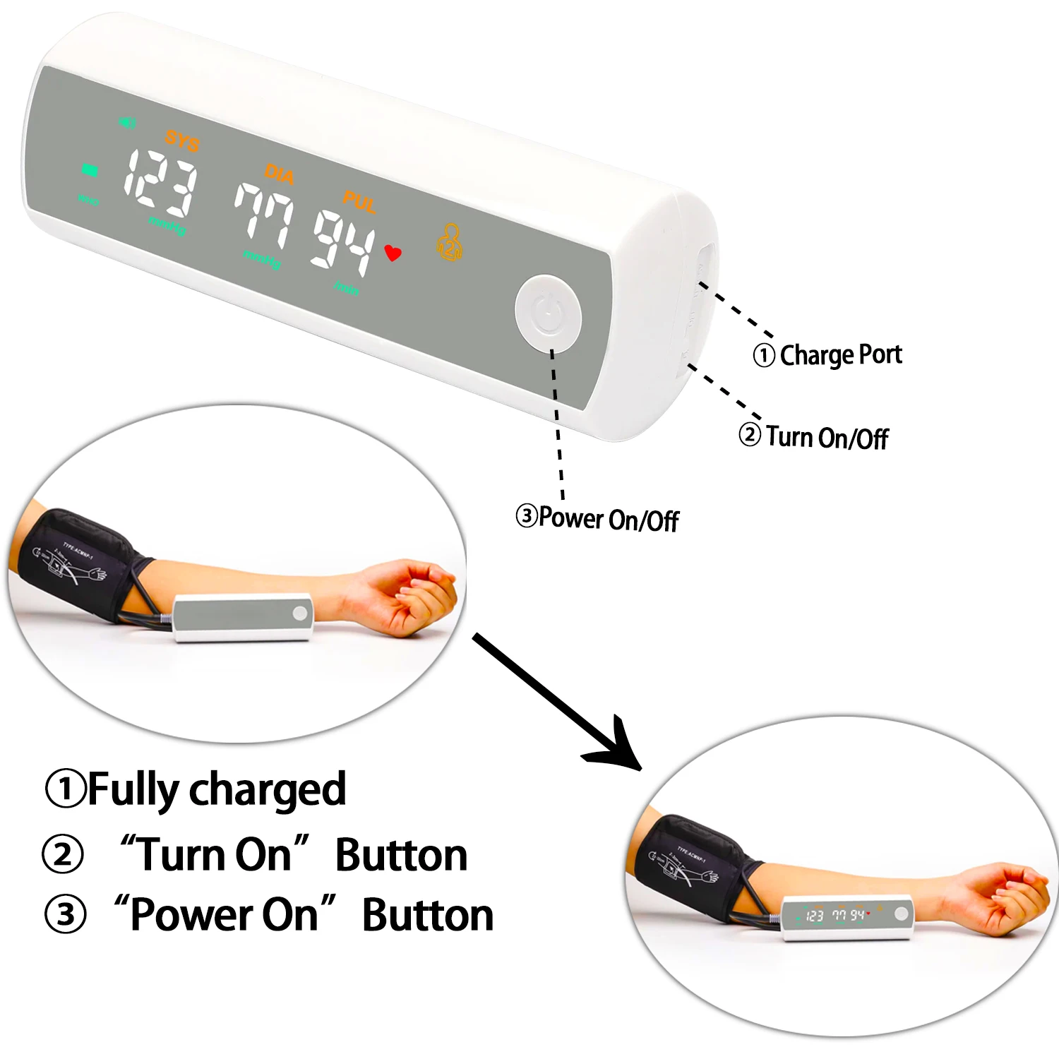 Перезаряжаемые тонометры умный монитор артериального давления рука манжета