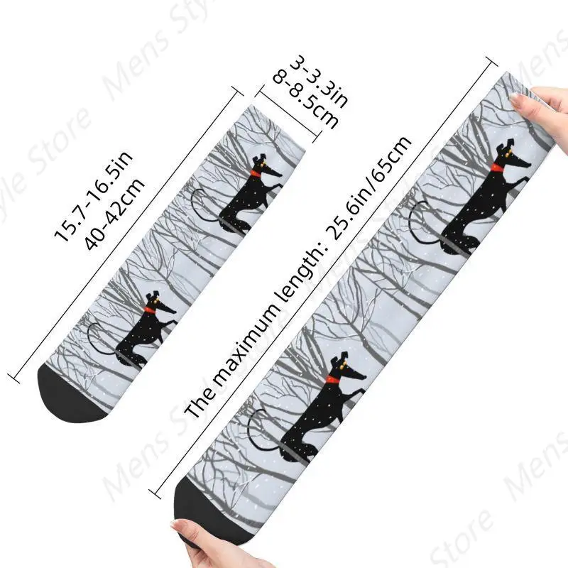 Зимние носки для мужчин и женщин модные унисекс с 3D принтом борзая уиппет платье